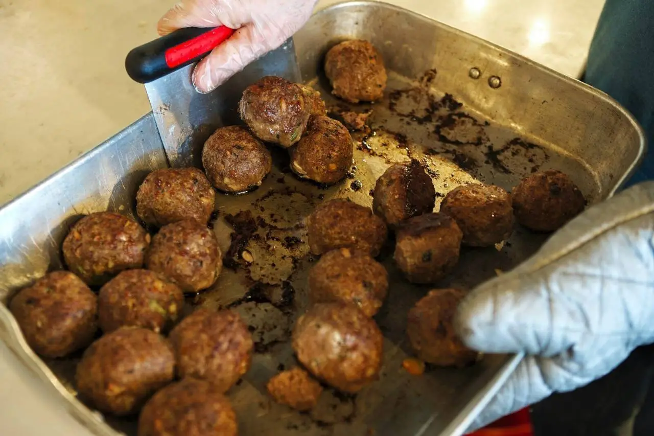 Meatballs are fresh out of the oven, ready to eat!