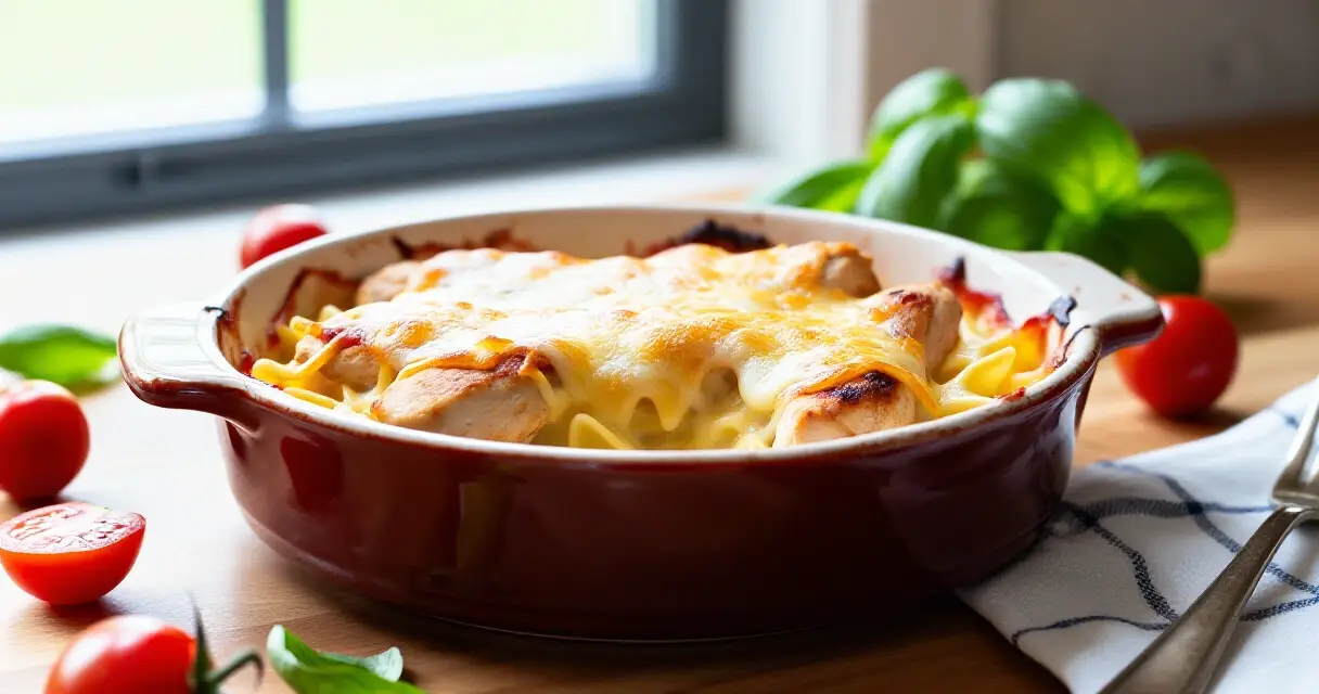 Kermainen kanapasta uunivuoassa juustoraasteella ja tuoreilla yrteill&auml;